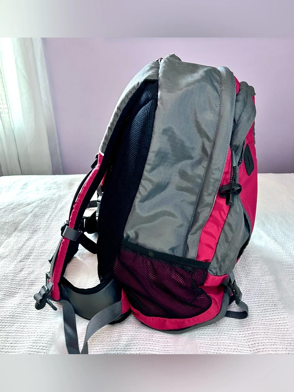 Vintage Rare Eddie Bauer Versatrex Backpack Red & Gray Hiking Ripstop Outdoors